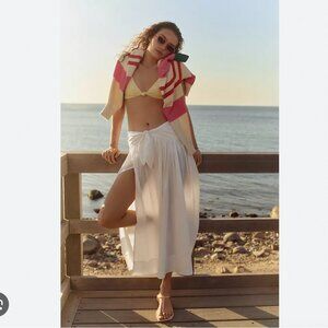By Anthropologie Poplin Tie-Front Side-Slit Skirt Plus Size Beach Coverup